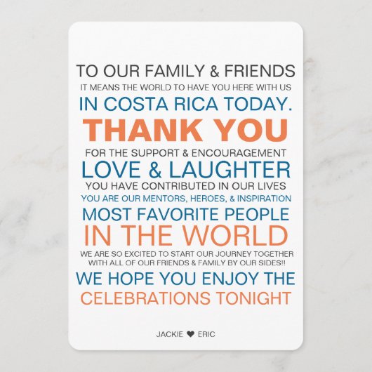 Fan van het informele trouwprogramma programmakaart (Achterkant)