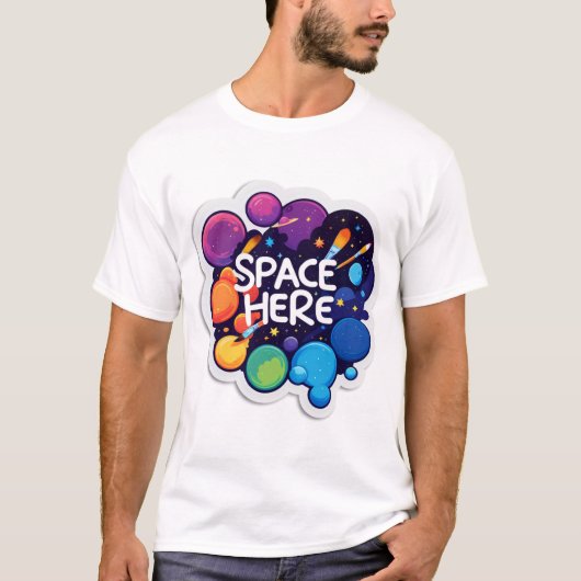 Fanart Space Sticker T-shirt (Voorkant)