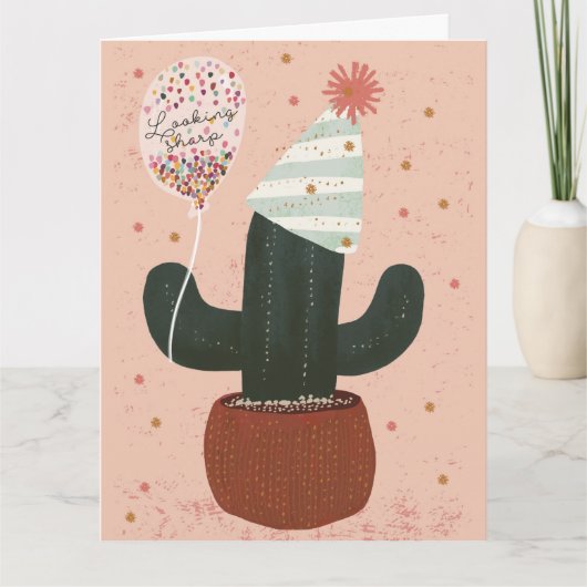 Fancactus Birthday Folded Wenskaart Kaart (Voorkant)