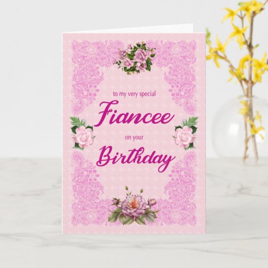 Fancee Birthday met Roze Kaart (Gele Bloem)