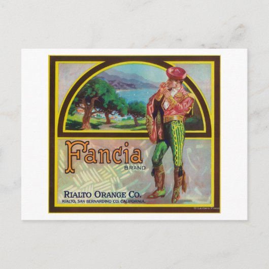 Fancia Brand Citrus Crate Label Briefkaart (Voorkant)