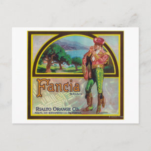Fancia Brand Citrus Crate Label Briefkaart