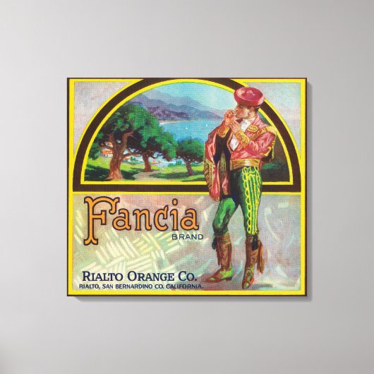 Fancia Brand Citrus Crate Label Canvas Afdruk (Voorkant)