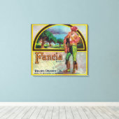 Fancia Brand Citrus Crate Label Canvas Afdruk (Insitu (Houten vloer))
