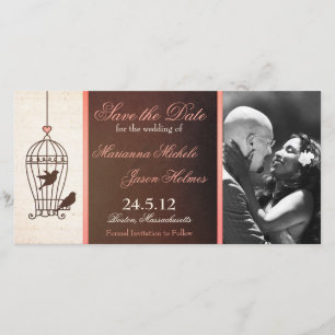 Fanciel Birdcage Chocolate & Roze sparen de Datum Save The Date