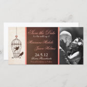 Fanciel Birdcage Chocolate & Roze sparen de Datum Save The Date (Voorkant / Achterkant)