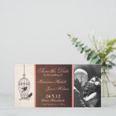 Fanciel Birdcage Chocolate & Roze sparen de Datum Save The Date (Staand voorkant)