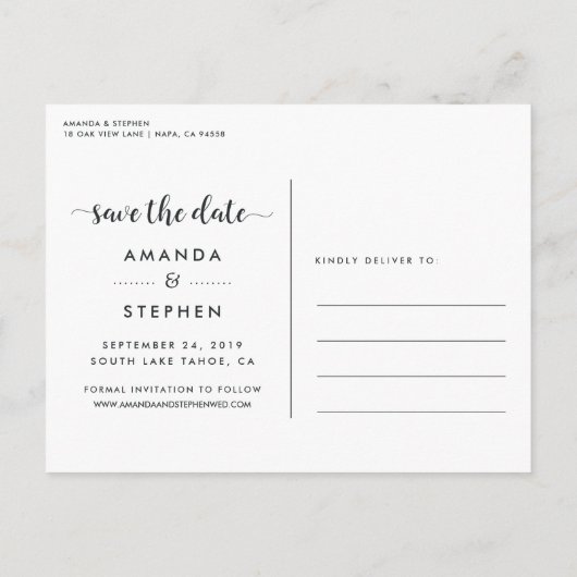 Fanciel script | De foto bewaart de Datum Aankondigingskaart (Achterkant)