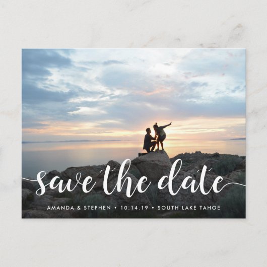 Fanciel script | De foto bewaart de Datum Aankondigingskaart (Voorkant)