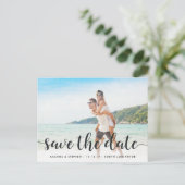 Fanciel script | De foto bewaart de Datum Aankondigingskaart (Staand voorkant)