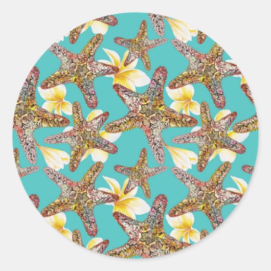 Fanciel Starfish Pattern Ronde Sticker (Voorkant)