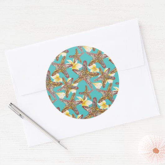 Fanciel Starfish Pattern Ronde Sticker (Envelop)