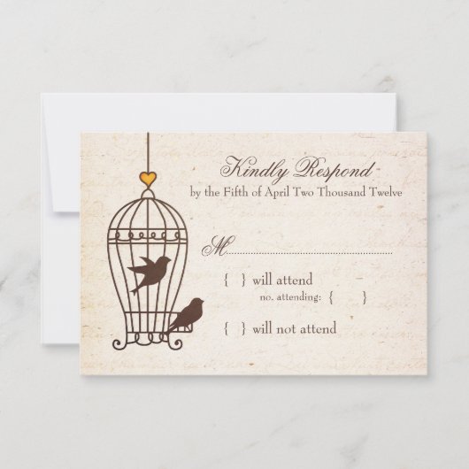 Fanciful Bird Cage - Autumn Oranje Wedding RSVP (Voorkant)