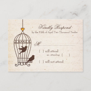 Fanciful Bird Cage - Autumn Oranje Wedding RSVP Kaartje