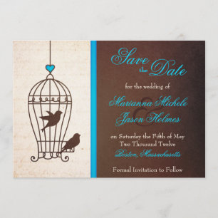 Fanciful Bird Cage Blauwgroen & Chocolate Save the Save The Date