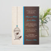 Fanciful Bird Cage - Blauwgroen en Chocoladehuweli Kaart (Staand voorkant)