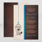 Fanciful Bird Cage - Blauwgroen en Chocoladehuweli Kaart (Voorkant / Achterkant)