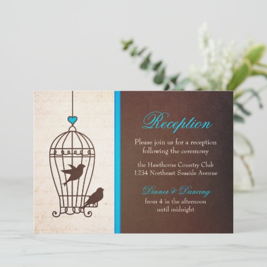 Fanciful Bird Cage - Chocolade & Blauwgroen ontvan Kaart (Staand voorkant)