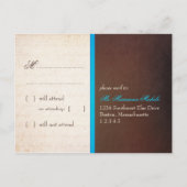 Fanciful Bird Cage - Chocolate & Blauwgroen Weddin Uitnodiging Briefkaart (Achterkant)