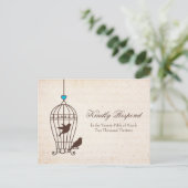Fanciful Bird Cage - Chocolate & Blauwgroen Weddin Uitnodiging Briefkaart (Staand voorkant)
