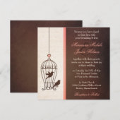 Fanciful Bird Cage - Chocolate & Pink Wedding Kaart (Voorkant / Achterkant)