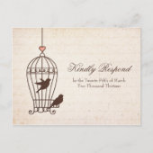 Fanciful Bird Cage - Chocolate & Pink Wedding RSVP Uitnodiging Briefkaart (Voorkant)