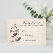 Fanciful Bird Cage - Pink & Chocolate Wedding RSVP (Staand voorkant)