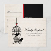 Fanciful Bird Cage & Romantic Heart Wedding RSVP Uitnodiging Briefkaart (Voorkant / Achterkant)