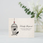 Fanciful Bird Cage & Romantic Heart Wedding RSVP Uitnodiging Briefkaart (Staand voorkant)