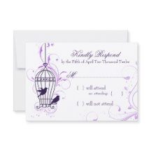Fanciful Bird Cage with Swirls Eggplant RSVP