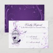 Fanciful Bird Cage with Swirls Eggplant RSVP (Voorkant / Achterkant)