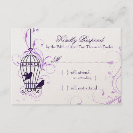 Fanciful Bird Cage with Swirls Eggplant RSVP Kaartje