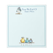 Fanciful Birds op een ledemaatnaam gepersonaliseer Notitieblok (Voorkant)