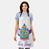 Fanciful Blue Teapot Tea Time Schort (Gedragen)