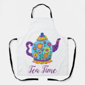 Fanciful Blue Teapot Tea Time Schort (Voorkant)