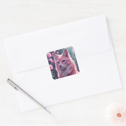 Fanciful Feline Square Sticker (Envelop)