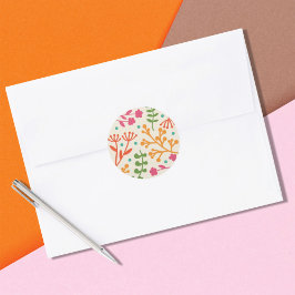 Fanciful Floral Greenery Classic Round Sticker