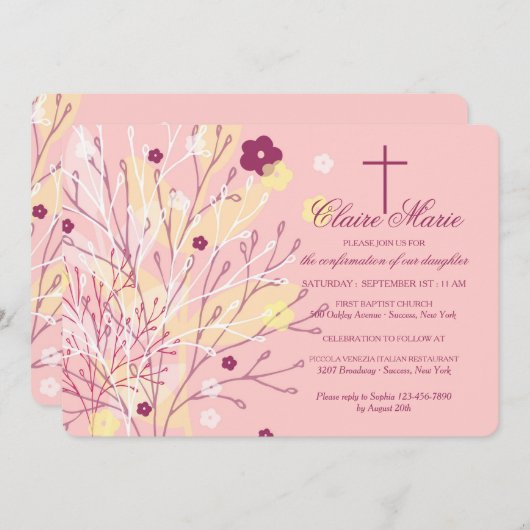 Fanciful Floral religieuze uitnodiging (Voorkant / Achterkant)