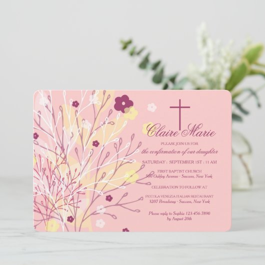 Fanciful Floral religieuze uitnodiging (Staand voorkant)