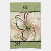 Fanciful Flower Monogrammed (theedoek) Theedoek (Verticaal)