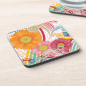 Fanciful Flowers on White Bier Onderzetter (Linkerzijde)