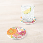 Fanciful Flowers on White Zandsteen Onderzetter (Zijkant)