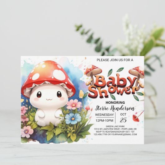 Fanciful Fungi Adventure Baby shower Kaart (Staand voorkant)