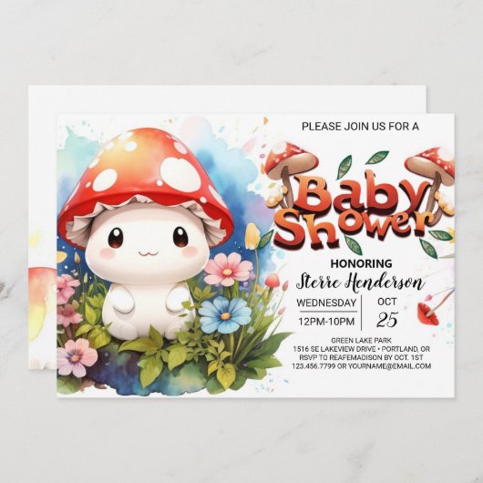 Fanciful Fungi Adventure Baby shower Kaart (Voorkant / Achterkant)