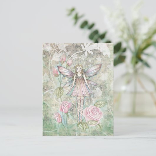 Fanciful Roos Fairy Briefkaart (Staand voorkant)