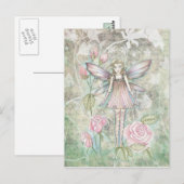 Fanciful Roos Fairy Briefkaart (Voorkant / Achterkant)