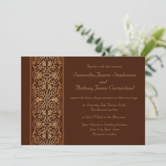 Fanciful Scrollwork Wedding Invitations Kaart (Staand voorkant)