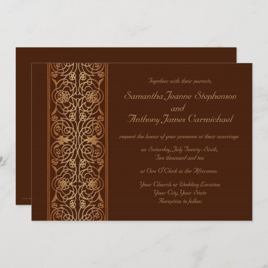 Fanciful Scrollwork Wedding Invitations Kaart (Voorkant / Achterkant)