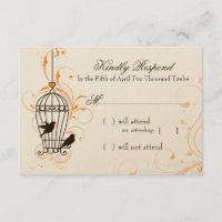 Fanciful Swirls Birdcage Oranje & Brown RSVP