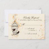 Fanciful Swirls Birdcage Oranje & Brown RSVP Kaartje (Voorkant)